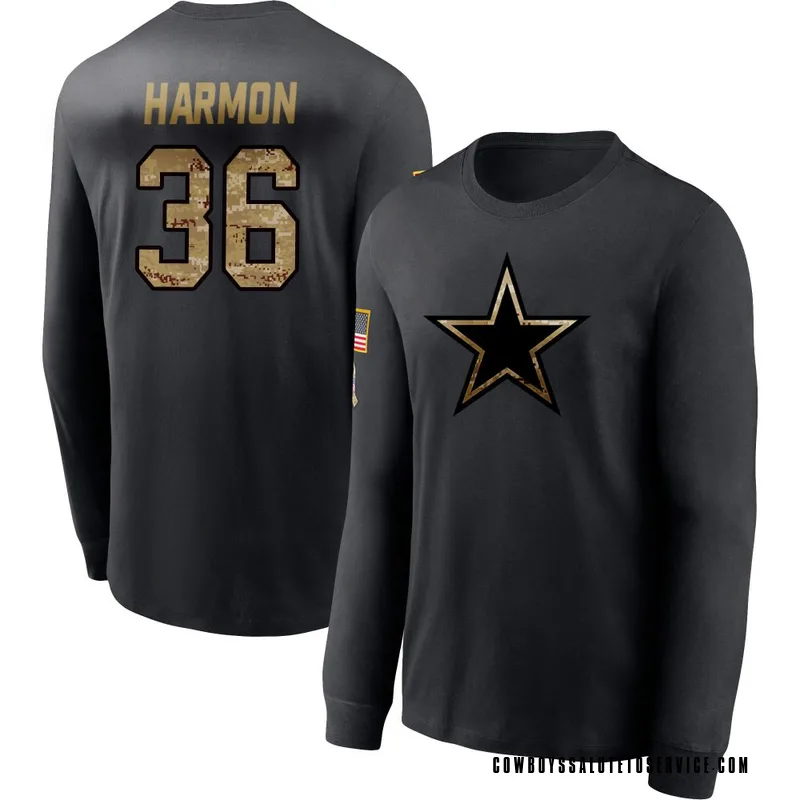 Men's Bruce Harmon Dallas Cowboys Black 2020 Salute To Service Sideline Performance Long Sleeve T-Shirt