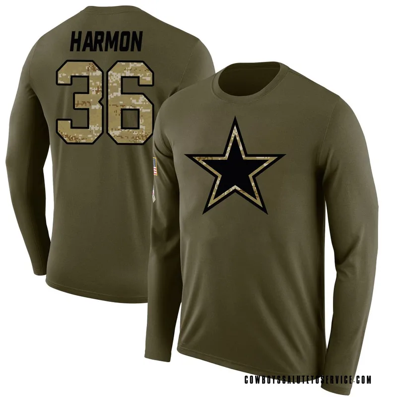 Men's Bruce Harmon Dallas Cowboys Legend Olive Salute to Service Sideline Long Sleeve T-Shirt