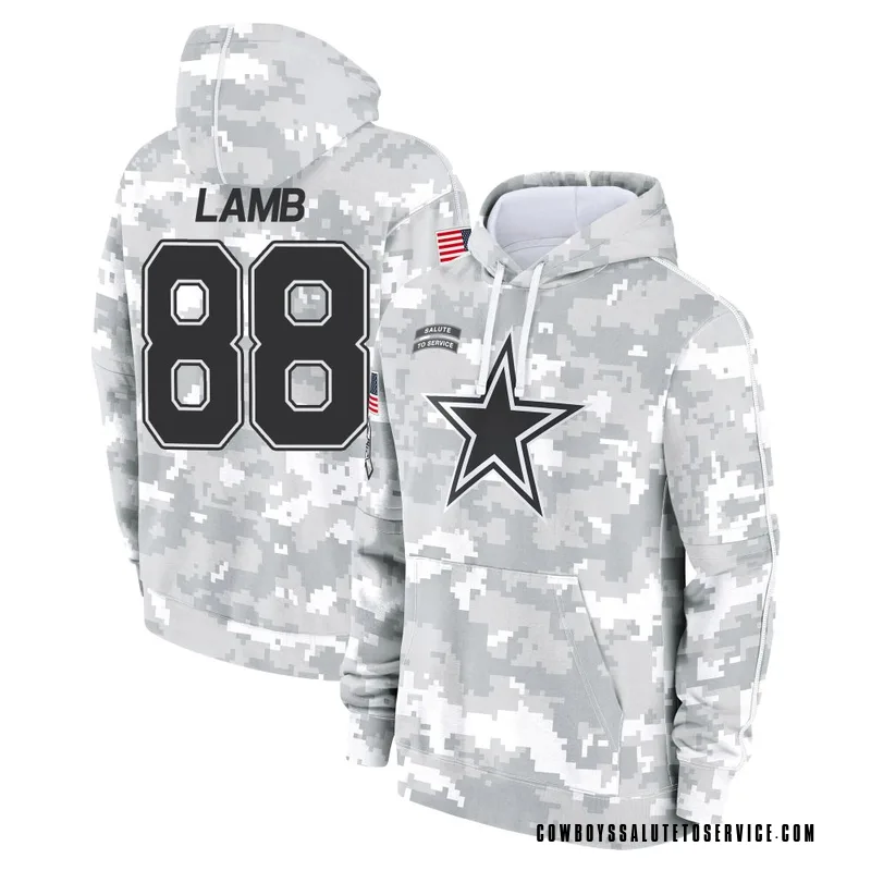Men's CeeDee Lamb Dallas Cowboys Camo Arctic 2024 Salute to Service Club Fleece Pullover Hoodie
