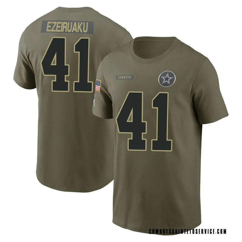 Men's Donovan Ezeiruaku Dallas Cowboys Olive 2025 Salute to Service Name & Number T-Shirt
