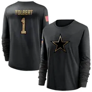 Women's Jalen Tolbert Dallas Cowboys Black 2020 Salute To Service Sideline Performance Long Sleeve T-Shirt