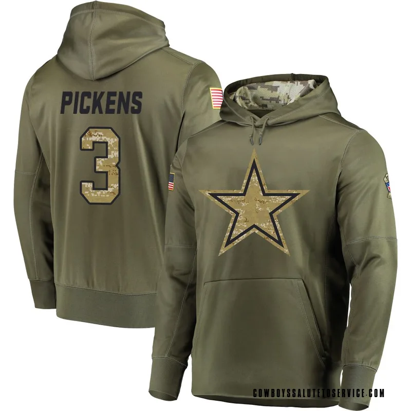 Youth George Pickens Dallas Cowboys Olive Salute to Service Pullover Hoodie
