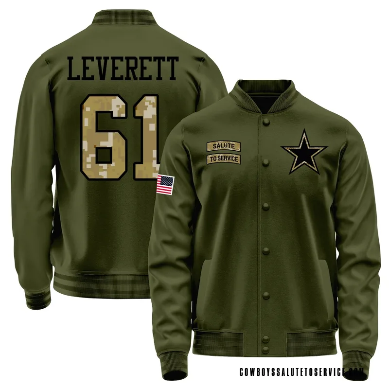 Youth Nick Leverett Dallas Cowboys Olive Salute to Service Sideline Performance Jacket